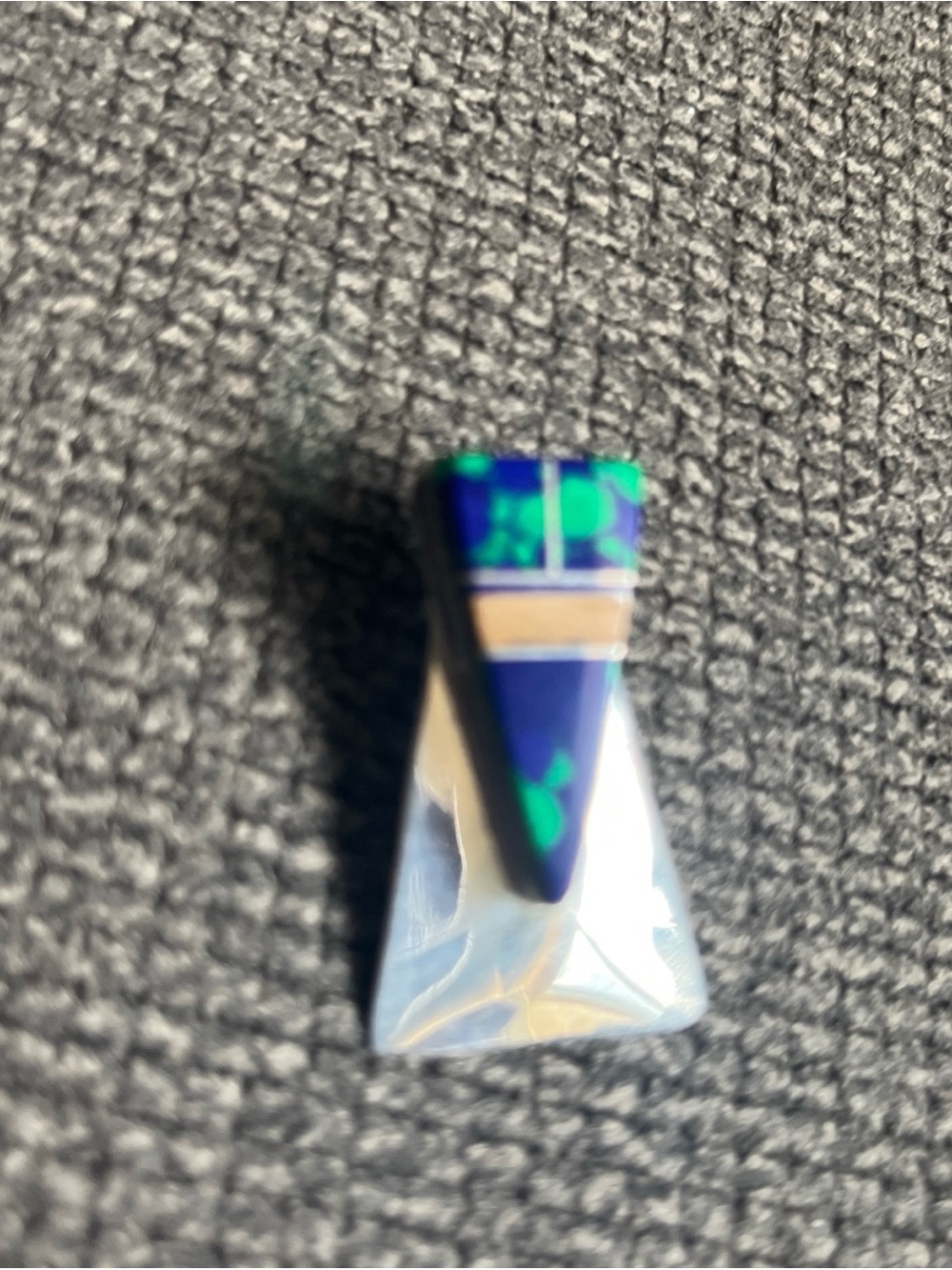 Sterling Silver Triangle Inlay Earrings with Blue-Green Stones vintage Navaho - Picture 7 of 10
